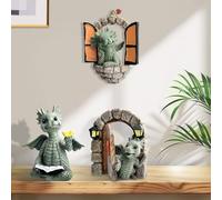 cersaty 3 piezas de escultura de dragón de patio, figuras de dragón de resina para decoración de patios, jardines, céspedes, terrazas, balcones, dragones, decoración