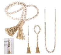 cersaty® 4 guirnaldas de cuentas de madera de color madera para decoración del hogar, mesa de café, decoración de pared, maceta, decoración de pared