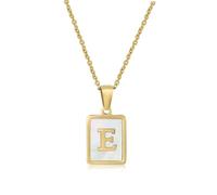 CERSLIMO Collar con inicial para mujeres y niñas, collar con colgante de alfabeto sólido de oro con cadena, 45 cm, titanio hipoalergénico, letra mayúscula ABC a XYZ, joyería inicial regalo para