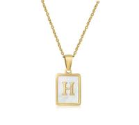 CERSLIMO Collar con inicial para mujeres y niñas, collar con colgante de alfabeto sólido de oro con cadena, 45 cm, titanio hipoalergénico, letra mayúscula ABC a XYZ, joyería inicial regalo para