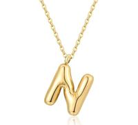 CERSLIMO Collar con inicial para mujeres y niñas, collar con colgante del alfabeto de burbujas doradas con cadena, 45 cm, titanio hipoalergénico, letra inicial ABC a XYZ, regalo de joyería inicial