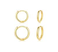 CERSLIMO Pendientes de aro de plata 925, pendientes de aro de plata y oro rosa y negro, set de pendientes pequeños para mujer y hombre, juego de pendientes de aro pequeños, cartílago, tragus, hélix, 8