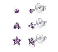 CERSLIMO Pendientes de tuerca de plata para mujeres y niñas, juego de aretes de flor pequeña | Pequeños aretes de hélice de circonita cúbica delicados, tragus, cartílago, trío de tachuelas, flor de