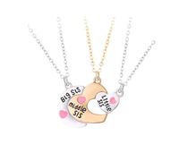 CERSLIMO Regalos para madre, hija o hijo, juego de collar de corazón a juego, día de la madre, Navidad, cumpleaños, joyería para mamá, regalos para hermana pequeña y grande de hermana, 46cm + 5cm