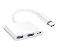 [Certificado Apple MFi] Adaptador 3 en 1 USB C a HDMI 8K a 30Hz para iPhone 17/16/15, cable tipo C a HDTV con puerto PD de 100 W y USB 3.2, compatible con MacBook Pro/Air iPad Pro a monitor de