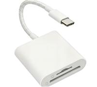 [Certificado Apple MFI] Lector de tarjetas SD para iPhone 15 16 17, adaptador de tarjeta con USB tipo C Micro SD, dos ranuras para iPad/MacBook/Mac, Trail Camera Viewer soporta tarjeta SD/TF (blanco)
