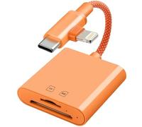 [Certificado Apple MFI] Lector de tarjetas SD para iPhone, iPad Mac, adaptador de tarjeta SD con USB-C y Lightning Dual Ranura para MicroSD/SD, tarjeta TF, Trail Camera Viewer Memoria Plug and Play
