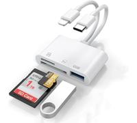 [Certificado Apple MFi] lector de tarjetas SD y adaptador USB OTG para iPhone/iPad, adaptador USB C dual a SD/TF con ranuras para tarjetas Micro SD/SD, compatible con SD/Micro SD/SDHC/SDXC/MM