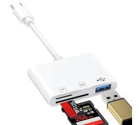 [Certificado Apple MFi] Lector de tarjetas USB C a SD, USB-C a tarjeta micro SD para iPhone, USB tipo C adaptador de tarjeta de memoria dual para iPhone 17, 16, 15 Pro Max, iPad, MacBook, Samsung