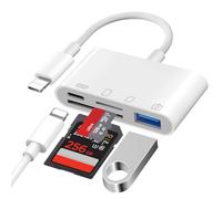 [Certificado Apple MFi] Lector Tarjetas SD 4 en 1 Lightning SD Card Reader para Tarjeta SD/Micro SD/USB/Puerto de Carga, Adaptador de Tarjeta de Memoria para iPhone 14/13/12/11/X/8/7,iPad,MacBook