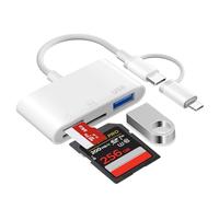 [Certificado Apple MFi] Lector Tarjetas SD para iPhone iPad, 3 en 2 Lightning USB-C SD Card Reader con SD/Micro SD/USB3.0, Adaptador Tarjeta SD para iPhone/iPad/Macbook/Teléfonos Android/Cámara