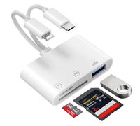 [Certificado Apple MFi] Lector Tarjetas SD para iPhone iPad, Lightning USB C Adaptador Tarjeta SD con SD/Micro SD/USB3.0, SD Card Reader para iPhone/iPad/Macbook/Samsung/Teléfonos Android/Cámara