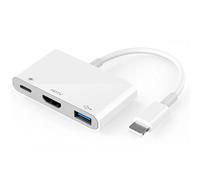 [Certificado Apple MFI] Light-Ning Digital AV Adaptador 3 en 1, 1080P HDMI, USB OTG y Puerto de Carga, Compatible con iPhone y iPad, para duplicar Fotos, vídeos y música