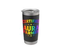 Certificado Aura Farmer Funny Gen Z Meme Rainbow Aesthetic Vaso térmico de acero inoxidable de doble pared