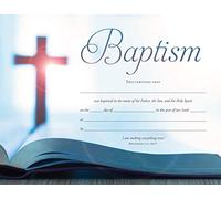 Certificado de bautismo - Biblia y cruz - NIV - 8.5 x 11 pulgadas - (paquete de 6)