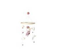 Certificado hecho a mano y de comercio justo | Gry & Sif | Diseño danés elegante x artesano nepalí | Móvil bebé con conejo, globo de fieltro para cuna, parque, cambiador, habitación de bebé