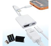 [Certificado MFi] Adaptador USB-C y Lightning a HDMI para iPhone 17/16/15 a TV/proyector, convertidor AV digital 4K a 60Hz, adaptador de iPad a TV, Apple Lightning a HDMI para iPad/MacBook/Samsung, PD