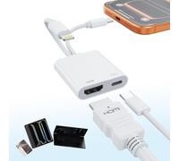 [Certificado MFi] Adaptador USB-C y Lightning a HDMI para iPhone 17/16/15 a TV/proyector, convertidor AV digital 4K a 60Hz, adaptador de iPad a TV, Apple Lightning a HDMI para iPad/MacBook/Samsung, PD