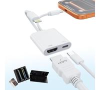[Certificado MFi] Adaptador USB-C y Lightning a HDMI para iPhone 17/16/15 a TV/proyector, convertidor AV digital 4K a 60Hz, adaptador de iPad a TV, Apple Lightning a HDMI para iPad/MacBook/Samsung, PD