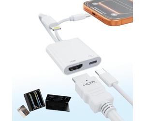 [Certificado MFI] Adaptador USB-C y Lightning a HDMI para iPhone 17/16/15 para televisor/proyector, convertidor AV Digital 4K @60 Hz, Adaptador de iPad a TV, Apple Lightning a HDMI para iPad/MacBook