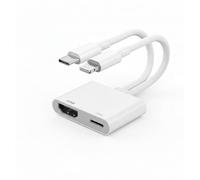 [Certificado MFi] Adaptador USB-C y Lightning a HDMI para iPhone, pantalla de sincronización 4K a 60Hz, adaptador Apple a AV digital con puerto de carga de 100 W para iPhone 17/16/15/iPad/MacBook a