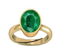 Certificado por Ggtl Precious Gemstone 7.25 Ratti - Anillo ajustable de metal blanco natural y esmeralda (tamaño libre) -B0CXM64F-1D