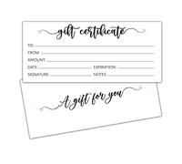 Certificados de regalo en blanco de 4 x 9 pulgadas, 25 unidades minimalistas para pequeñas empresas, vacaciones, spa, salón. Tarjeta de cupón única - Vales de cliente personalizados para cumpleaños, tarjeta de regalo de trabajo (blanco)