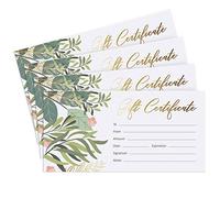 Certificados de regalo en blanco para negocios con lámina dorada, 25 tarjetas de certificado de regalo con sobres para spa, salón, restaurantes, cupones de clientes personalizados para cumpleaños