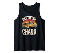 Certified Chaos Transport Technician Funny Driver School Bus Camiseta sin Mangas