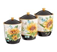 Certified International Sunflower Fields 3 Piece Canister Set 52 oz 74 oz 96 oz Capacity Multi Colored