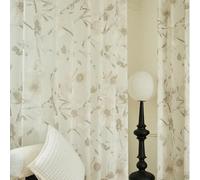CERTNKI Cortinas Semi Transparentes Florales Beige Claro Cortinas De Ventana De Filtrado De Luz Suave Cortinas Transparentes Voile para Salón Dormitorio Romántico ,Hook up,H270xB140cm