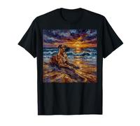 Cervatillo Gran danés Perro en una Playa Puesta de Sol Obra de Arte de Verano Camiseta