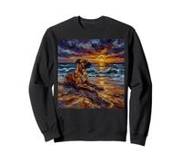 Cervatillo Gran danés Perro en una Playa Puesta de Sol Obra de Arte de Verano Sudadera