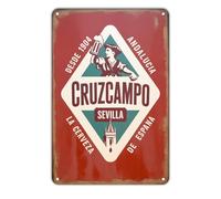 Cerveza Cruzcampo Andalucía Qué Letrero De Lata Resistente Y Duradera Letrero De Metal Vintage Cartel De Metal para Jardín Cafetería Hogar 20X30Cm
