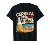 Cerveza Fría Buenos Amigos Playa Fiesta Diseño Español Camiseta