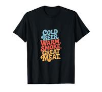 Cerveza fría Humo caliente Gran carne Ahumar carne Camiseta