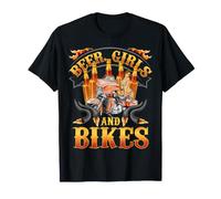 Cerveza Niñas y Bicicletas Motocicleta Pin Up Girl Dad Papa Biker Camiseta