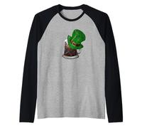 Cerveza Oscura Irlandesa Stout & Green Cilindro St Patricks Camiseta Manga Raglan