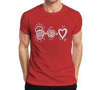 cerveza pretzel corazón amor Oktoberfest Wiesn camiseta para hombre, rojo, L
