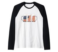 Cervezas Star Spangled 4 de Julio, diversión de Fiesta de Bebidas 4 de Julio Camiseta Manga Raglan