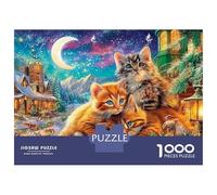 Cervo de Navidad con Guirnalda y Cinta Jigsaw Cats in A Glowing Enchanted Forest Puzzle Mil Piezas Papel Resistente - para Jóvenes Adultos Mejora Concentración Entretenimiento Premium 52x38cm/1000pcs