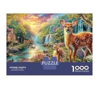 Cervo de Navidad con Guirnalda y Nudo Puzzle 1000 Piezas Y Niños +14 Años Cascada Deer Fawn Rompecabezas Colorido Juego Educativo Pasatiempo Creativo, Regalo 70x50cm/1000pcs