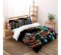 Cervo de Navidad Juego De Cama Tamaño Elegant Comfort Lujoso Christmas Tema Bedding Funda De Edrojoón 3 Piezas - 2 Funda De Almohada(50 * 75) Double（200x200cm）