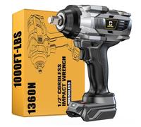 Cerycose Llave de impacto inalámbrica de 1000 pies de libras para batería Dewalt, pistola de impacto eléctrica sin escobillas de 1360 N.m de 1/2 pulgada, incluye luz de trabajo LED, destornillador de