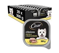 Cesar Comida Húmeda en gelatina para Perros Sabor Pollo e hígado (Pack de 20 Tarrinas x 300g)