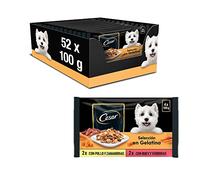 Cesar Comida Húmeda para Perros, Selección Carnes Mixtas en Gelatina, Multipack (13 Packs x 4 Bolsitas x 100g)
