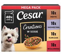 Cesar Creations: comida húmeda para perros, mezcla de sabores en salsa, sobres de 40 × 100 g