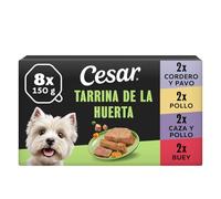 Cesar Comida Húmeda para Perros Recetas de la Huerta en Paté y Gelatina, Multipack 3 x 8 Tarrinas x 150g