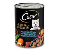 CESAR lata 400 g - comida húmeda completa para perros adultos rica en pollo, con boniato, guisantes y arándanos rojos.