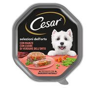 Cesar Selección del huerto comida para perro con ternera con corazón de verduras del huerto 150 g - 14 bandejas, el embalaje puede variar